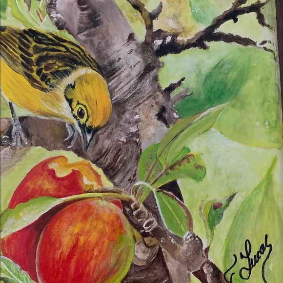 Handmade Original Bird EatingMango